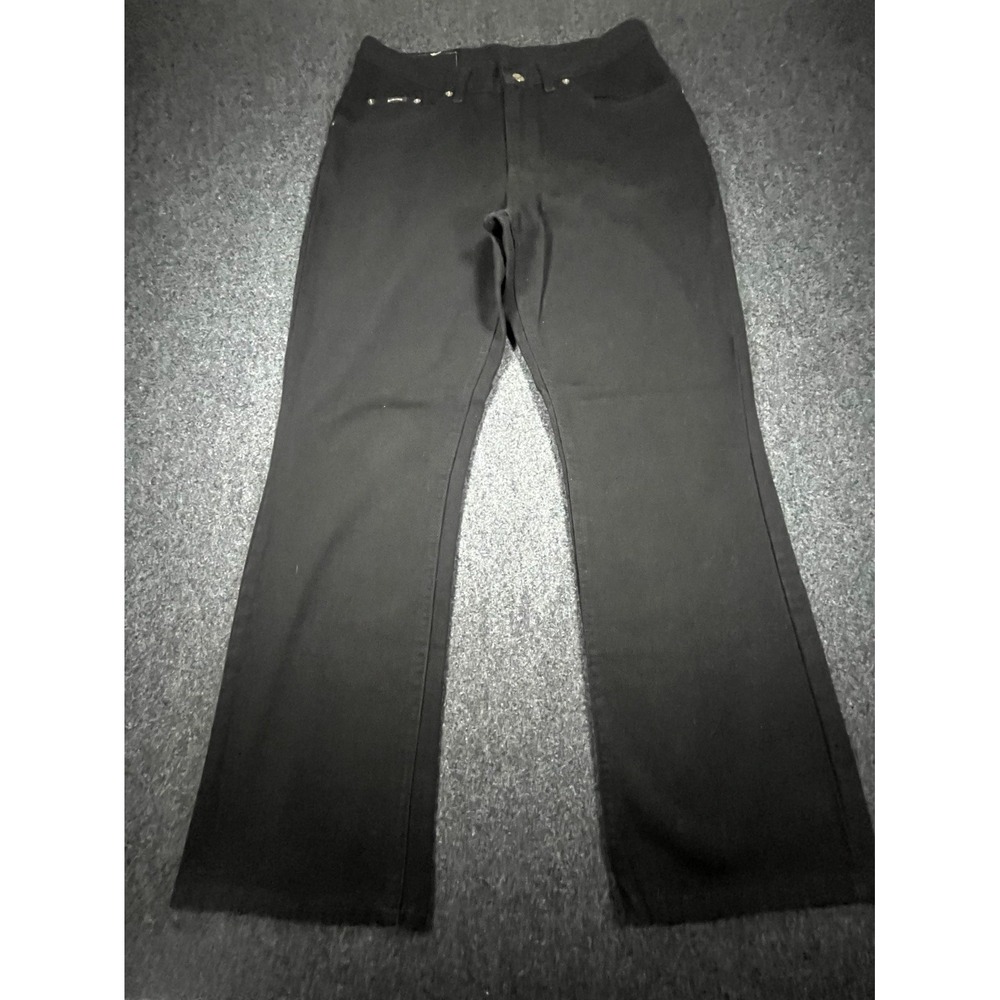 Vintage Riders High Rise Flare Jeans Womens 12 Petite Black Denim Made USA